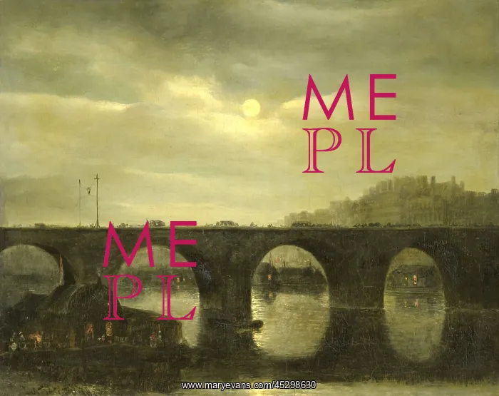 : View of a Bridge on the Seine in Paris by Moonlight : View of a Bridge on the Seine in Paris by Moonlight