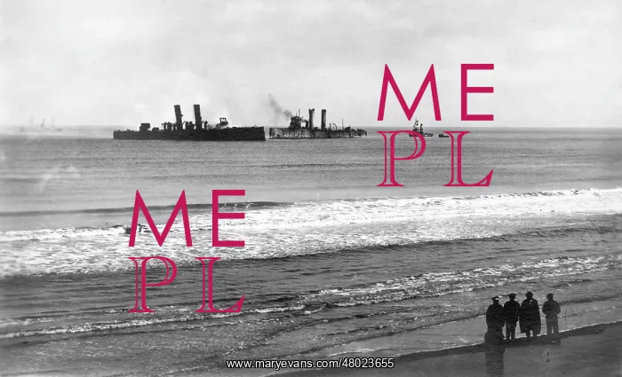 : View of British ships from Ostend, Belgium, WW1 : View of British ships from Ostend, Belgium, WW1