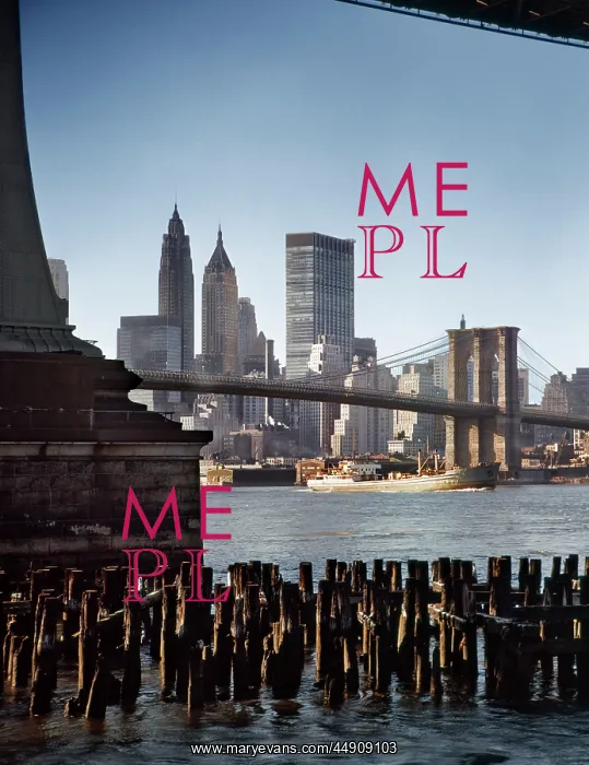 : View of Brooklyn Bridge and City Skyline from Under the : View of Brooklyn Bridge and City Skyline from Under the