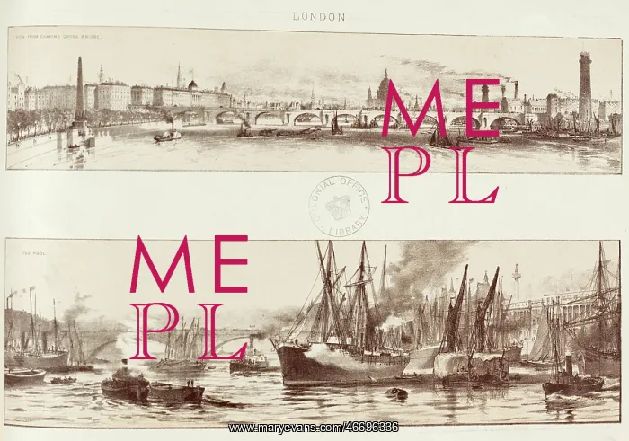 : View from Charing Cross Bridge and Pool of London : View from Charing Cross Bridge and Pool of London