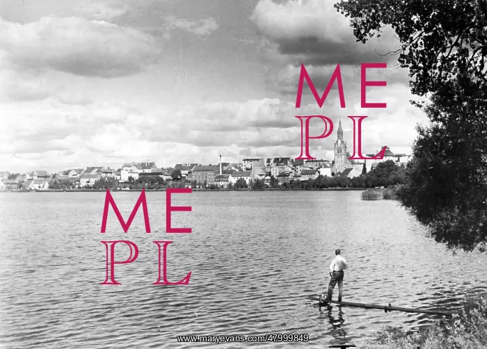 : View of the city of Lyck over the Lyck Lake : View of the city of Lyck over the Lyck Lake