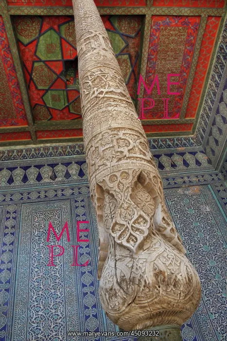: Khiva. View from below of column in an aiwan terrace in the Harem : Khiva. View from below of column in an aiwan terrace in the Harem
