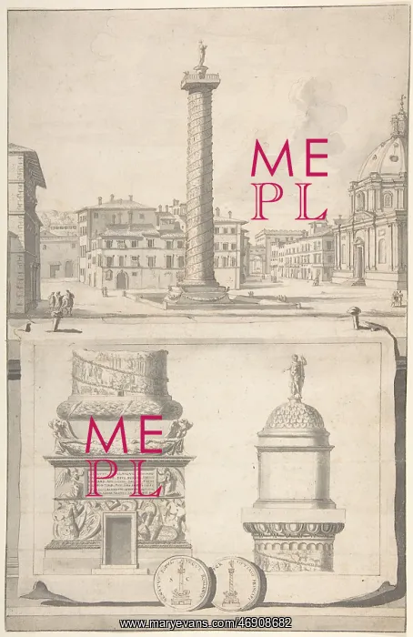 : A View of the Column of Trajan (above) with Details : A View of the Column of Trajan (above) with Details