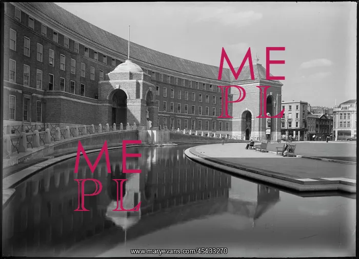 : View of the council building and adjoining pool : View of the council building and adjoining pool
