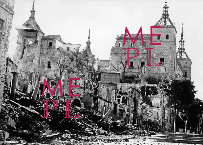 : View of the destroyed Alcazar of Toledo, 1936 : View of the destroyed Alcazar of Toledo, 1936