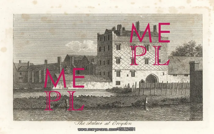 : View of the dilapidated Croydon Palace in 1807 : View of the dilapidated Croydon Palace in 1807