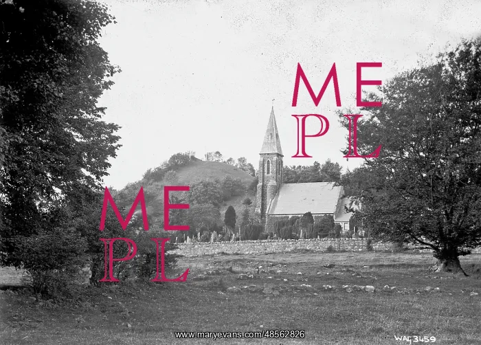 : View of Donegore church and surrounding moat and wall : View of Donegore church and surrounding moat and wall