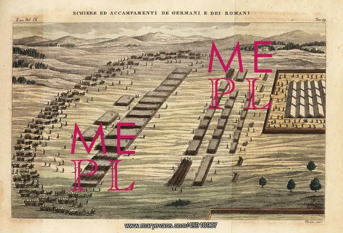 : View of the encampment of German and Roman armies : View of the encampment of German and Roman armies