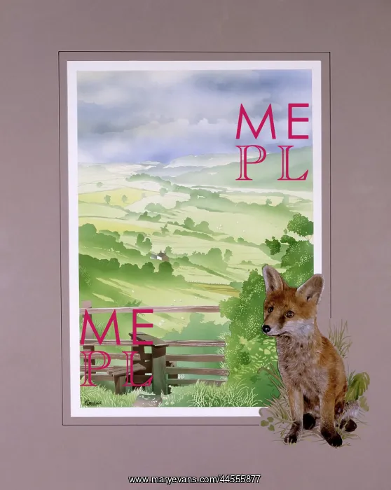 : View down an English valley with a young Fox : View down an English valley with a young Fox