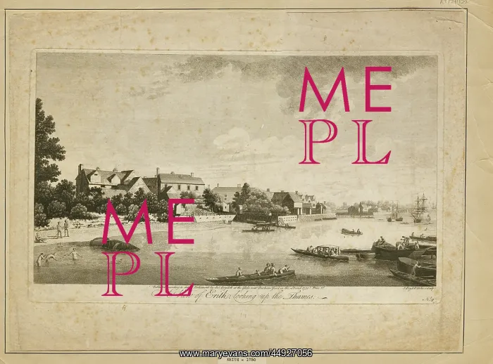 : A view of Erith looking up the Thames : A view of Erith looking up the Thames