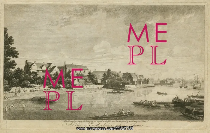: A view of Erith looking up the Thames : A view of Erith looking up the Thames