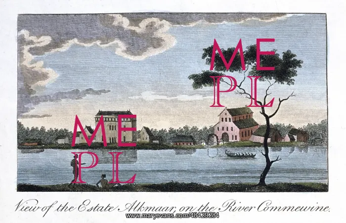 : View of the Estate Alkmaar, on the River Commewine : View of the Estate Alkmaar, on the River Commewine