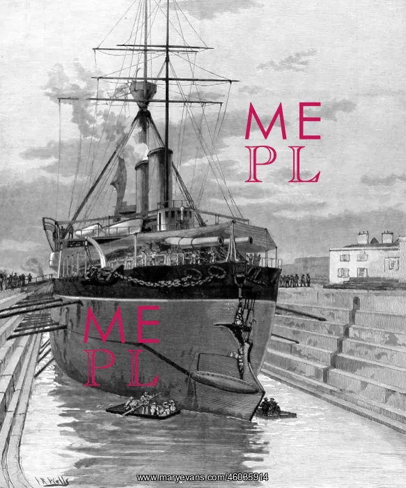 : View of H.M.S Camperdown after the collison, in dry dock for : View of H.M.S Camperdown after the collison, in dry dock for