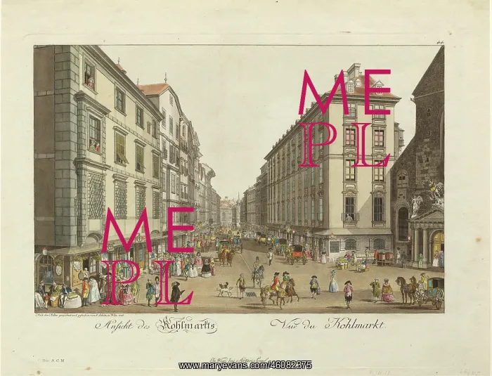: View of the Kohlmarkt in Vienna. 1786. Carl Schutz : View of the Kohlmarkt in Vienna. 1786. Carl Schutz