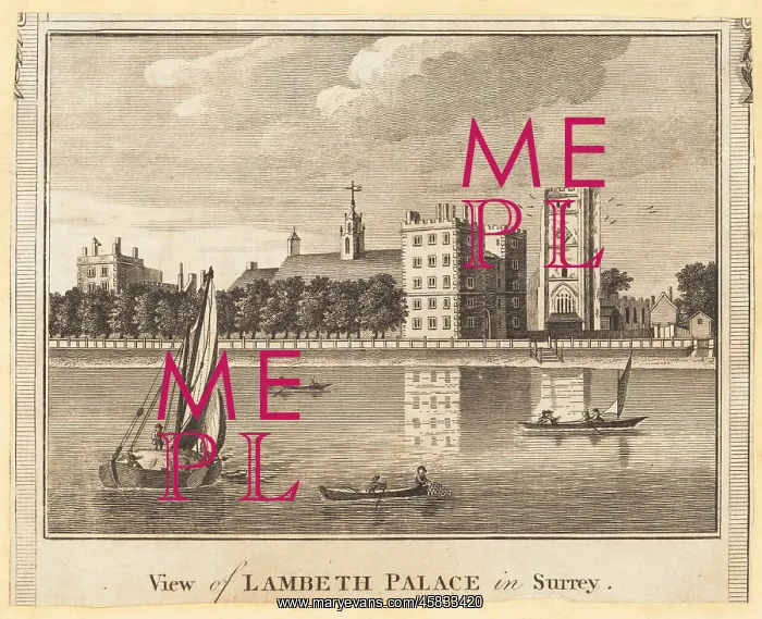 : View of Lambeth Palace in Surrey. 18th century : View of Lambeth Palace in Surrey. 18th century