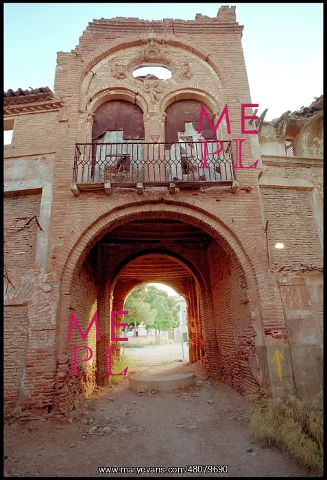 : View looking out through gatehouse, Belchite, Spain : View looking out through gatehouse, Belchite, Spain