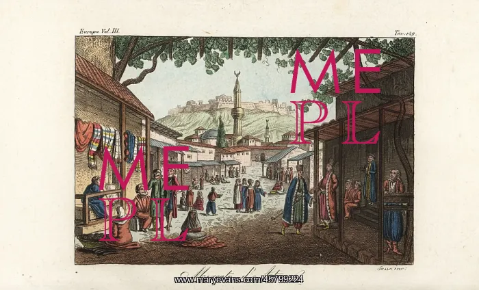 : View of the market or bazaar in Athens, 18th century : View of the market or bazaar in Athens, 18th century