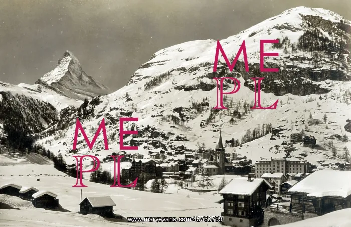 : View of Matterhorn, Zermatt, Switzerland, snow-covered scene : View of Matterhorn, Zermatt, Switzerland, snow-covered scene