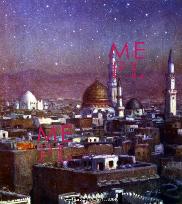 : View of Medina by moonlight, showing the Dome : View of Medina by moonlight, showing the Dome
