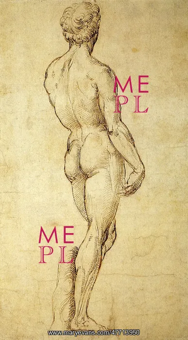 : Back View of Michelangelo's David, by Raphael : Back View of Michelangelo's David, by Raphael