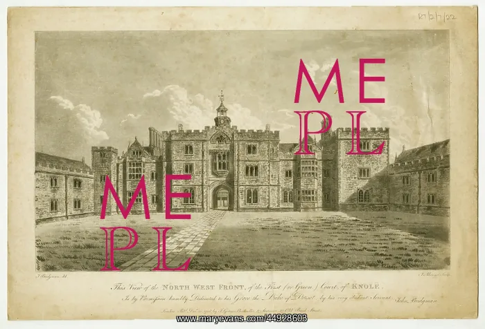 : View of the North West front of the Court of Knole : View of the North West front of the Court of Knole