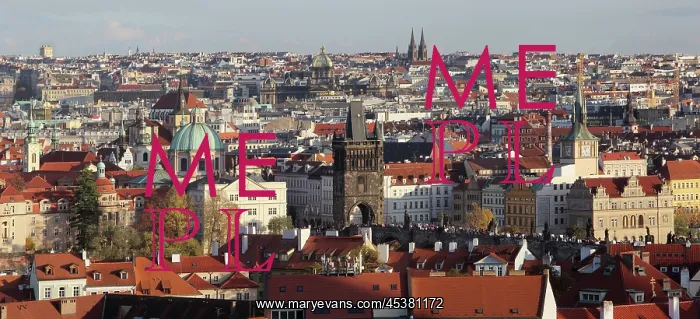 : View of the Old Town with the Charles Bridge or : View of the Old Town with the Charles Bridge or