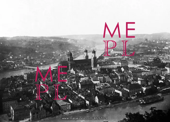 : View of the old town of Passau, 1907 : View of the old town of Passau, 1907