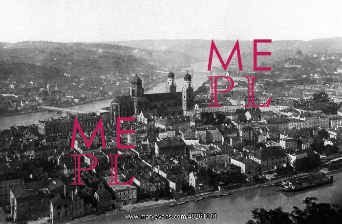: View of the old town of Passau, 1907 : View of the old town of Passau, 1907