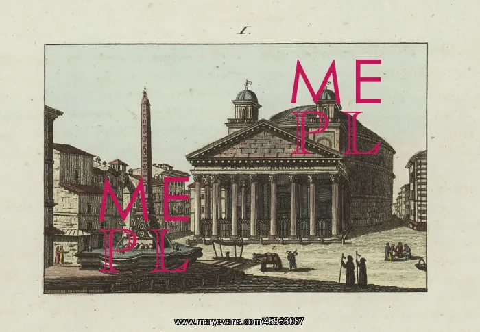 : View of the Pantheon or Rotonda in Rome, circa 1810 : View of the Pantheon or Rotonda in Rome, circa 1810