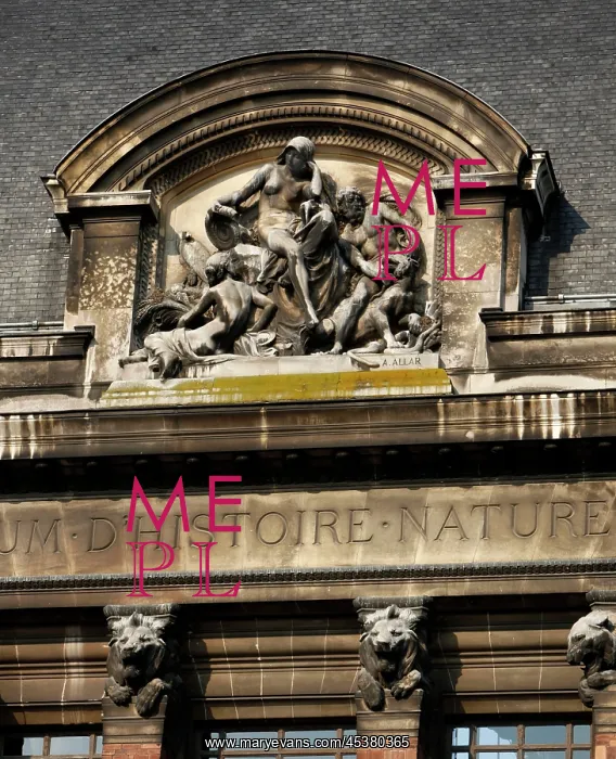 : View from below of pediment with allegorical figures : View from below of pediment with allegorical figures
