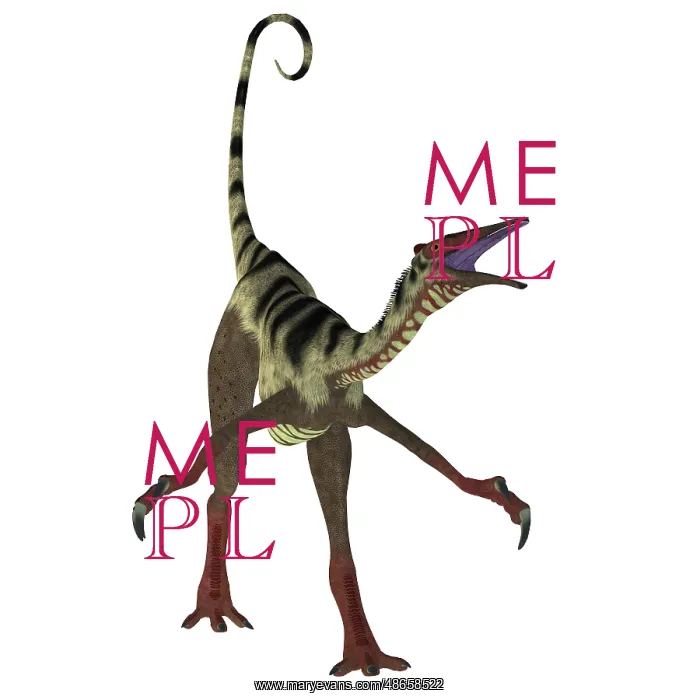 : Front view of Pelecanimimus dinosaur : Front view of Pelecanimimus dinosaur
