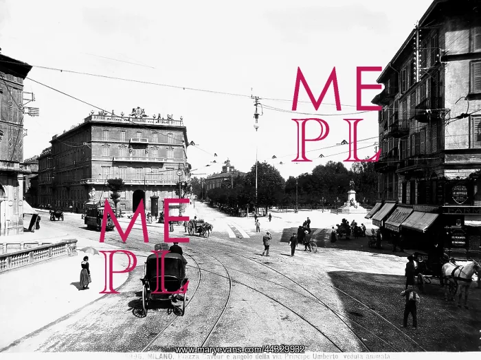 : Italy. View with people of Piazza Cavour in Milan : Italy. View with people of Piazza Cavour in Milan