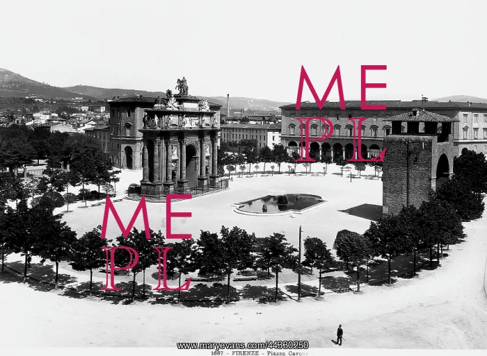 : Italy. View with people of the Piazza Cavour, now Piazza della Libert : Italy. View with people of the Piazza Cavour, now Piazza della Libert
