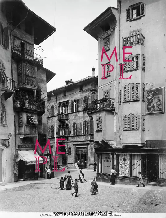 : Italy. View with people of a piazza in Trento : Italy. View with people of a piazza in Trento