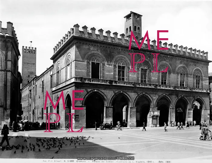 : Italy. View with people of the Town Hall, Cremona : Italy. View with people of the Town Hall, Cremona