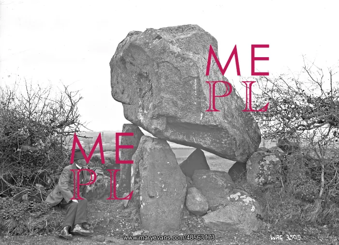 : A view of the photographer to the left of a Cromlech or Dolm : A view of the photographer to the left of a Cromlech or Dolm