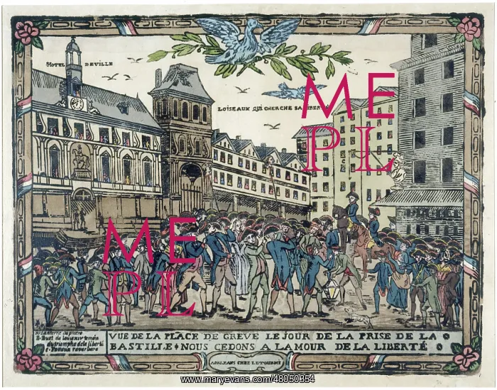 : View of the Place De Greve the Day of the Storming of the Ba : View of the Place De Greve the Day of the Storming of the Ba