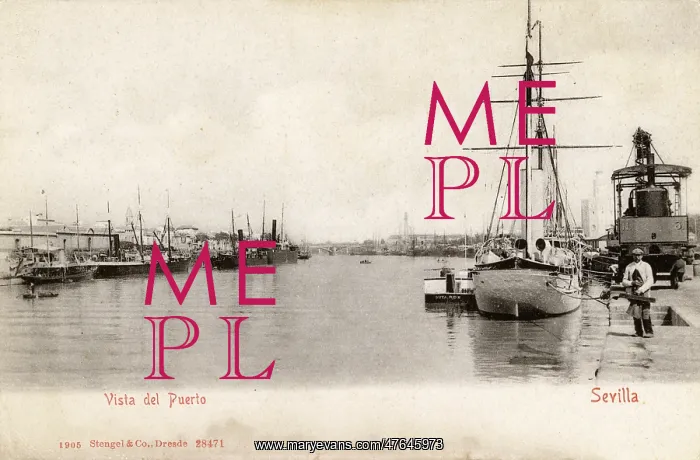  : View of the port at Seville, Spain