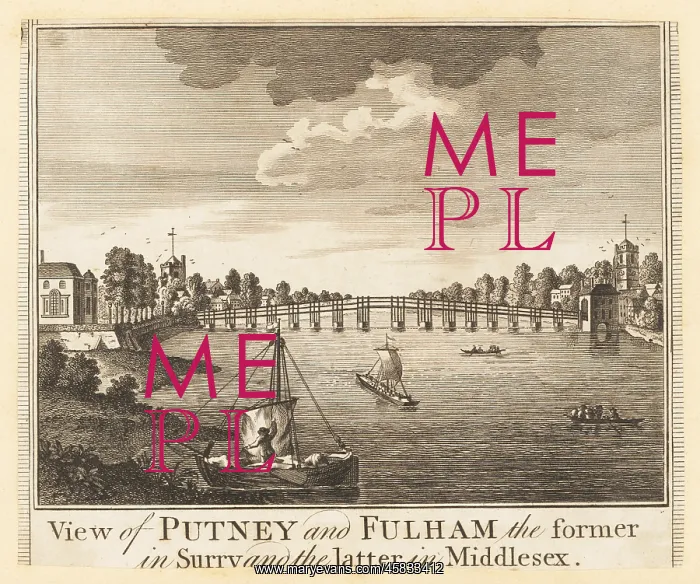 : View of Putney Bridge over the River Thames, London, 1784 : View of Putney Bridge over the River Thames, London, 1784
