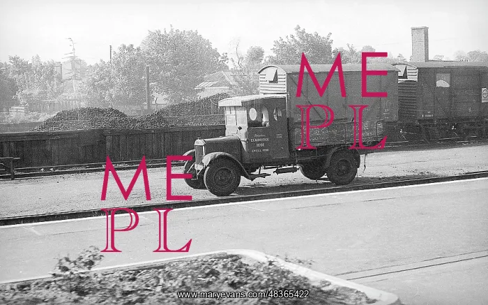 : View of railway goods yard with old lorry : View of railway goods yard with old lorry