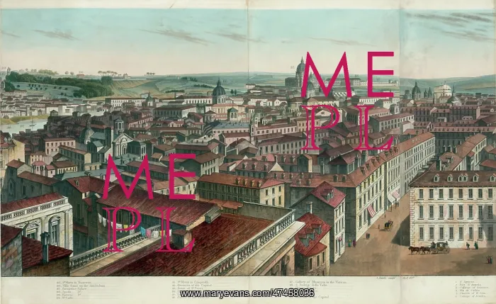 : View of Rome, including the Roman College, Sa. Maria del Mir : View of Rome, including the Roman College, Sa. Maria del Mir