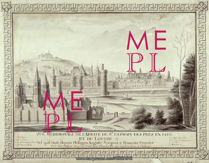 : View of the Saint-Germain-des-Pres abbey and the Louvre : View of the Saint-Germain-des-Pres abbey and the Louvre