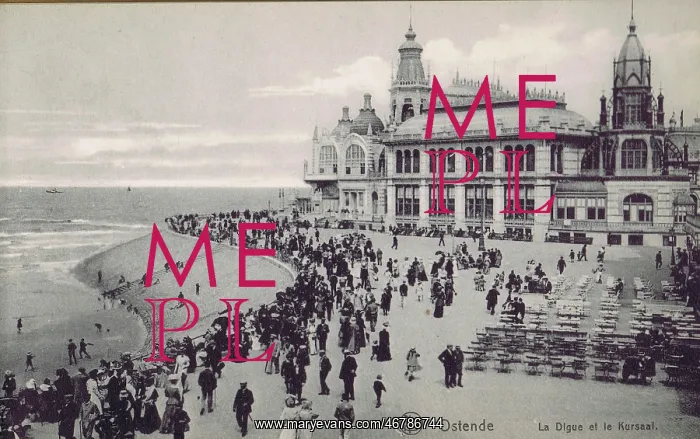 : A view of the seafront at Ostend in front of the Kursall : A view of the seafront at Ostend in front of the Kursall