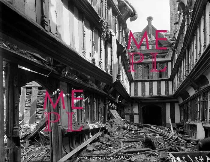 : A view showing bomb damage to the 16th century : A view showing bomb damage to the 16th century