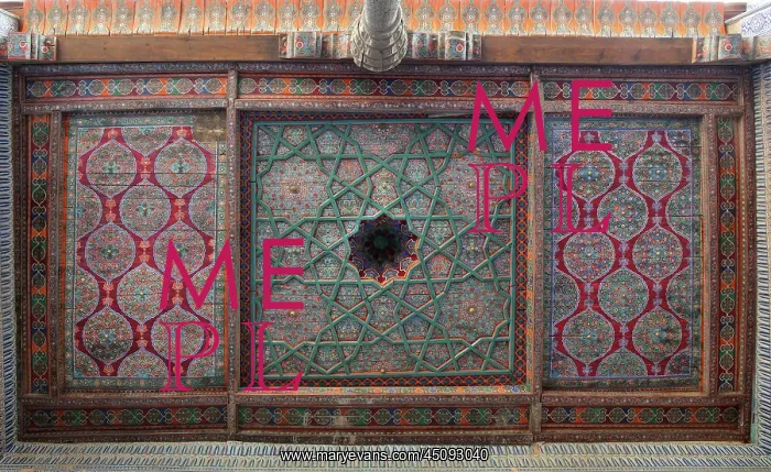 : Khiva. View from below of tiles on the ceiling of the aiwan of the Arzkhona : Khiva. View from below of tiles on the ceiling of the aiwan of the Arzkhona