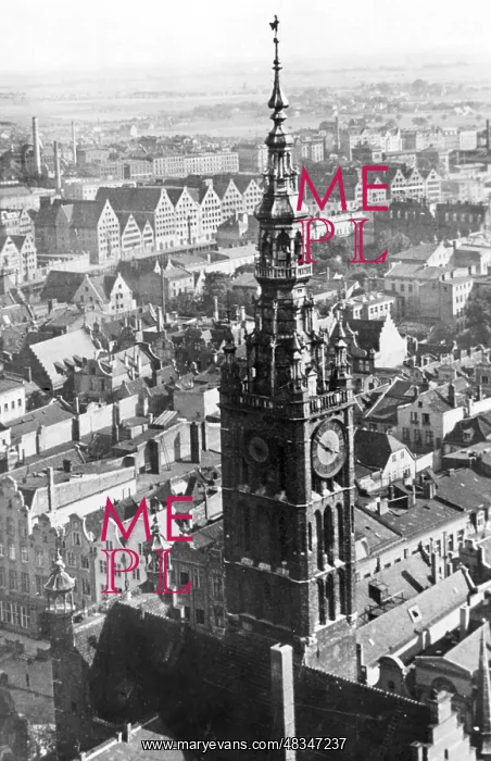 : Top view on the Town Hall tower of Gdansk, 1939 : Top view on the Town Hall tower of Gdansk, 1939