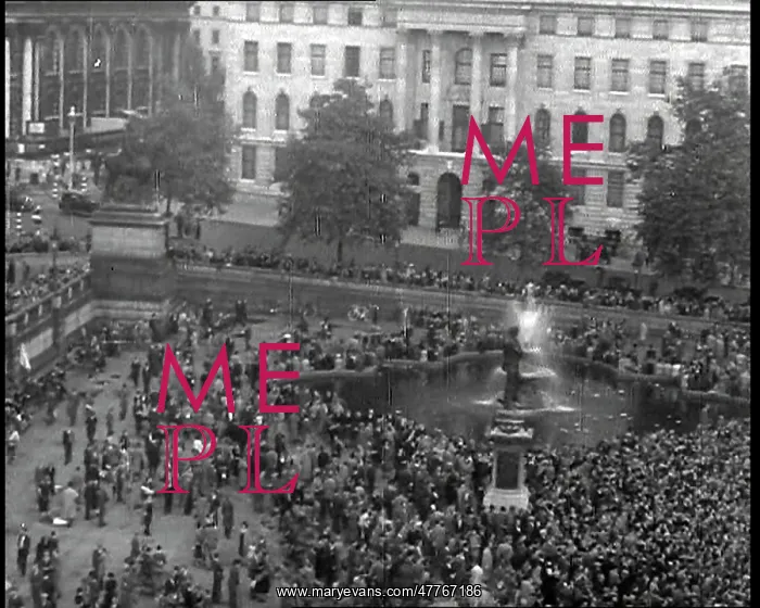 : A View Down Into Trafalgar Square Showing Crowds : A View Down Into Trafalgar Square Showing Crowds