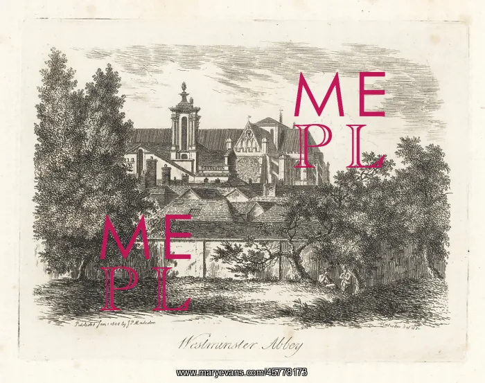 : View of Westminster Abbey, London, 1807 : View of Westminster Abbey, London, 1807