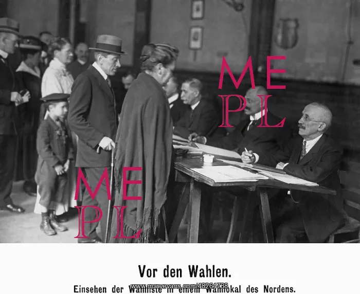 : Viewing the electoral list in Germany, 1919 : Viewing the electoral list in Germany, 1919