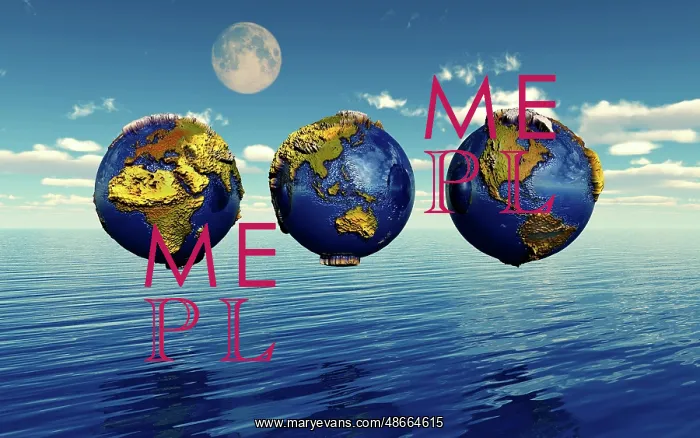  : Three views of the Earth, showing different continents
